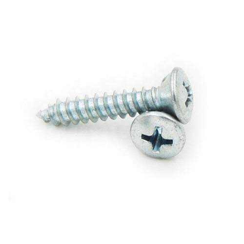 Steel cross recessed raised countersunk head tapping screws