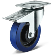 Elastic Rubber Flat Bottom Movable Double Brake Casters