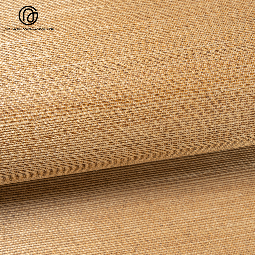 مادة جدار السيزال المصنوعة يدويًا SS812 لمسة نهائية بنية طبيعية