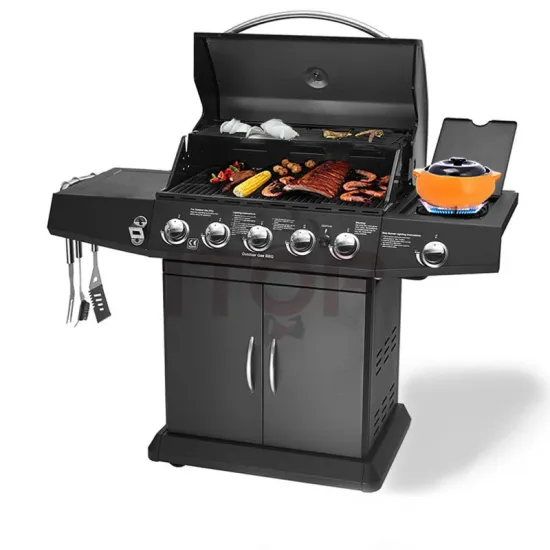 People Use Commercial Heavy Duty Outdoor Kitchen Grill 5 Burners Gas Barbecue Griddle Restaurant BBQ Trolley Machine