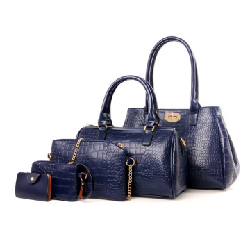 2024 Wholesale Collection: Crocodile Pattern 5pcs Set Shoulder Messenger & Handbags for Women