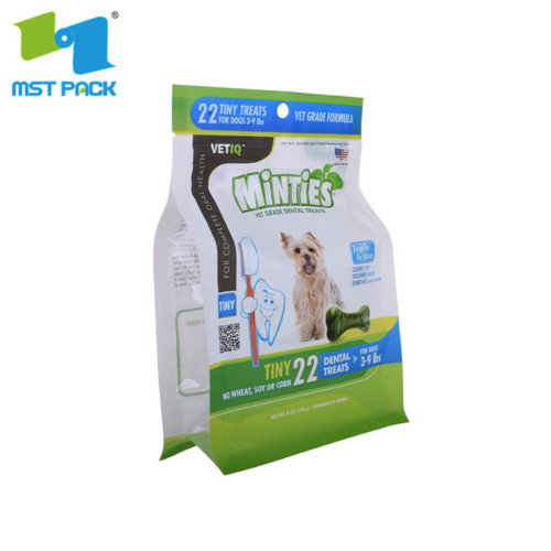 Resealable pet treat food pouches bags