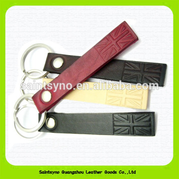 Promotion Fashion Metal Leather Car Key Chain with embossed logo 15040