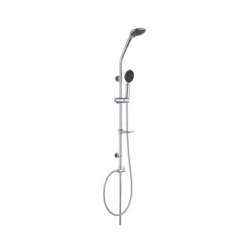 Adjustable Height Stainless Steel Black Round Shower Set