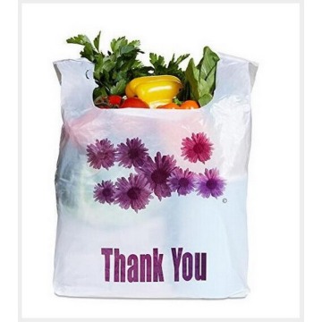 White Thank You T-Shirt Shipping Grocery Store Packaging Large Plastic Bag with Handles