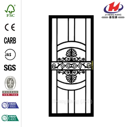 120 Series Black Vermont Left-Hinge Security Door with self-storing Glass Feature