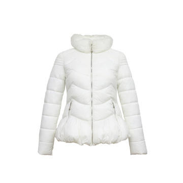 Ladies fashionable jacket with puffy collar and down