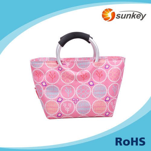 Folding polyester shopping bag with aluminum alloy