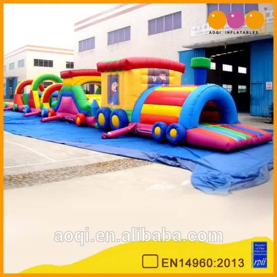 AOQI cartoon train tunnel inflatable with free EN14960 certificate for kids