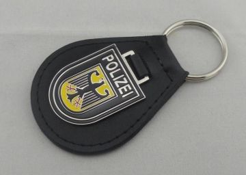 Iron Personalized Leather Keychains And Germany Polizei Leather Key Chain