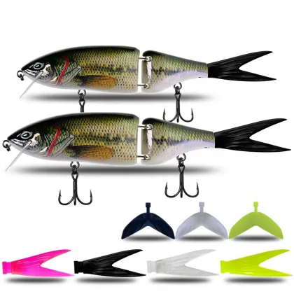 Multi Jointed Trolling Lures: Big Game Floating Hard Bait with Soft Tail for Bass