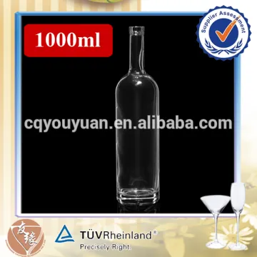 High quality cork top unique glass 1 liter wine bottles