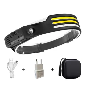 Rechargeable LED Headlamp with Hand Sensor for Camping, USB Powered