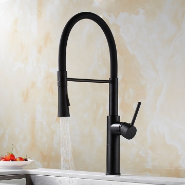 Black Paint Universal Deck Mounted Faucet 360 Degree Rotation Brass Kitchen Tap