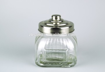 Popular daily clear glass storage jar with metal lid