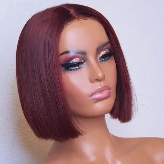 Lace Wig 100 Human Hair Burgundy 99j Pre Plucked Lace Wig Brazilian Virgin Hair Vendor Wholesale Bob Wig