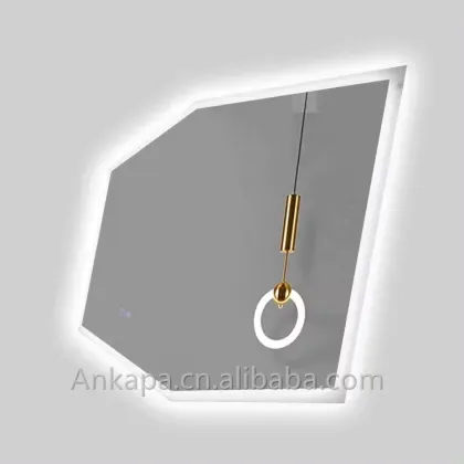 High-Tech Smart Irregular Shaped Silver LED Lighted Intelligent Mirror for Hotels
