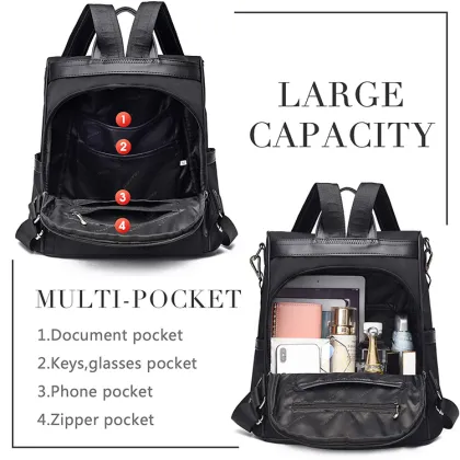 Women's Fashion Waterproof Nylon Anti-Theft Backpack