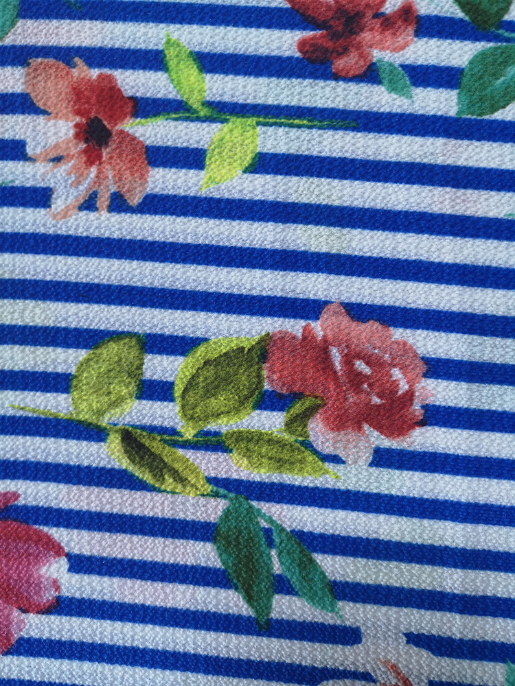 Stripe Flower Polyester Bubble Crepe Printing Fabric