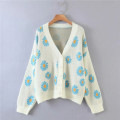 Cardigan de fleur d'impression pour femmes