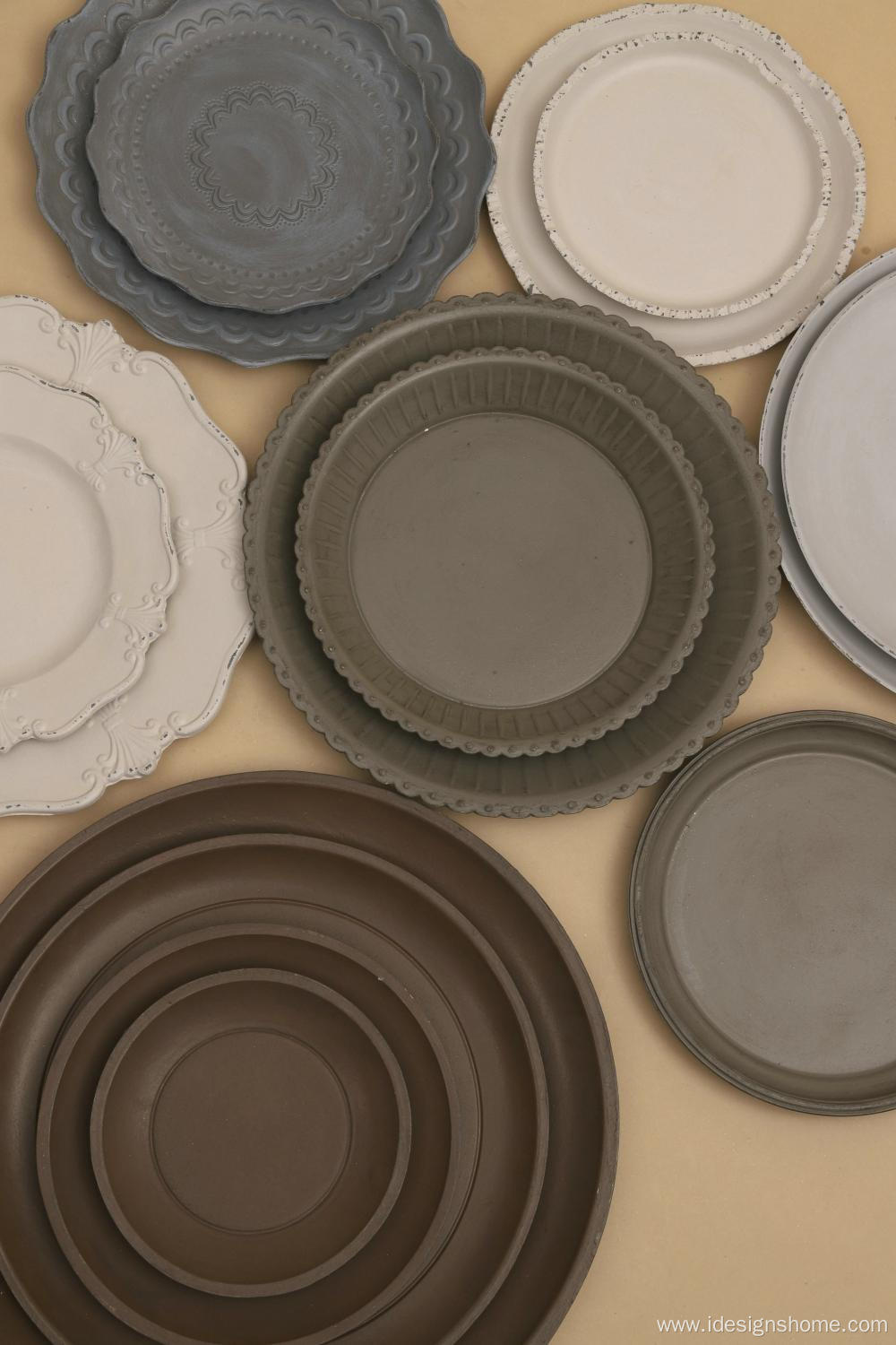 Solid Color Decoration Tray Round Wood Serving Tray