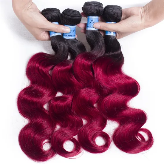 High Quality Non-Remy Body Wave Brazilian Human Hair Bundle Ombre Color T1B/BUG Brazilian Human Hair Extensions For Women 8"-30"