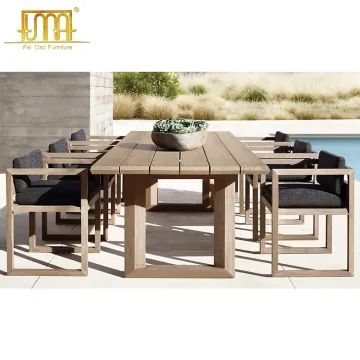 Teak Wood Patio Outdoor Dining Set with Table and Chairs