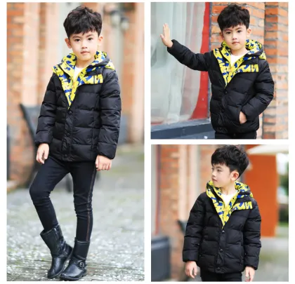 2016New Design Short Hoody Kid Down Jacket