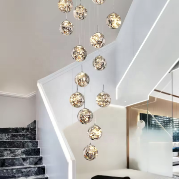 Smoky Grey Glass Ball Chandeliers for Nordic Modern Villas