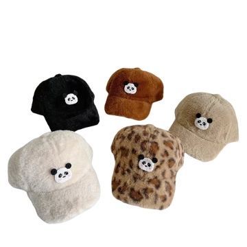 Cappellino da baseball per bambini invernale all'ingrosso foderato in inverno con ricamo da cartone animato