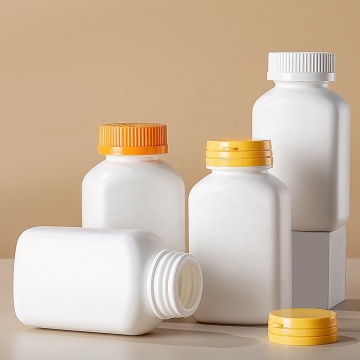 Empty Plastic Containers for Medicines - Bulk White Square Pill Capsules with Easy Tear/Safety Screw Cap