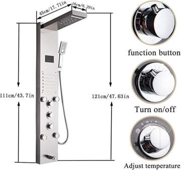 Bathroom Stainless Steel Parts with Hot Brass Surface Three-in-one Water-saving Shower Board