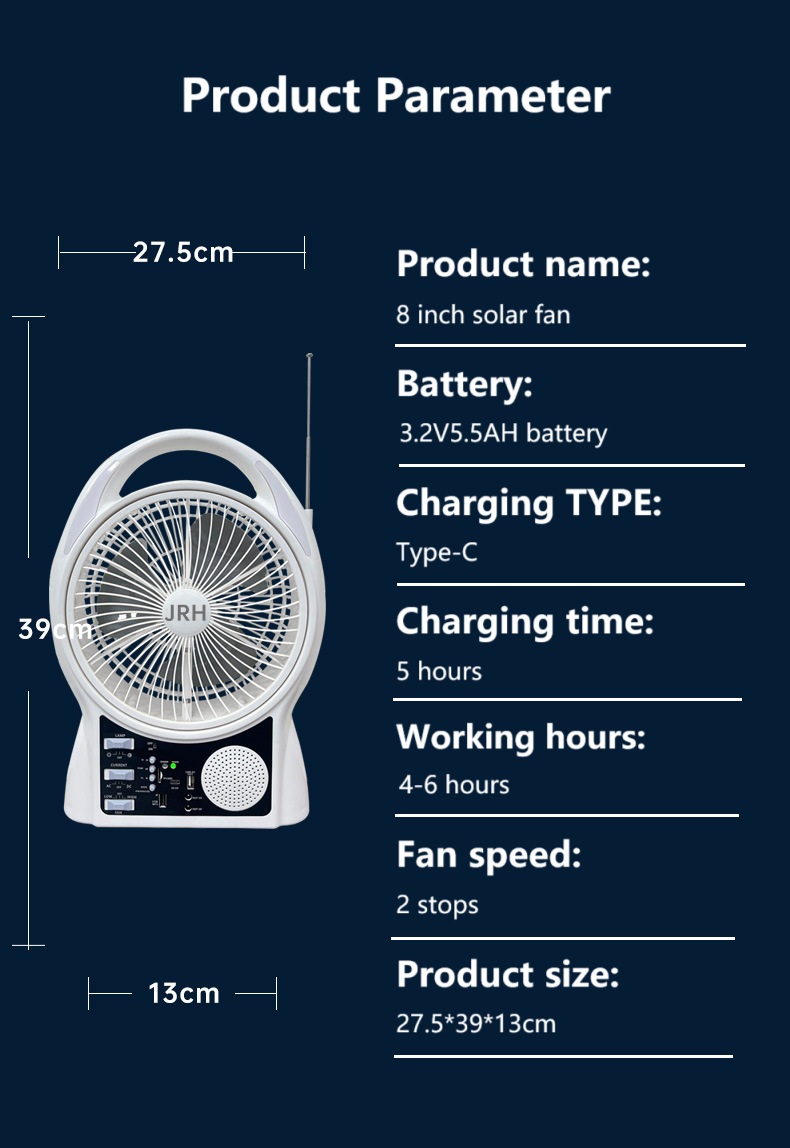 solar rechargeable fan