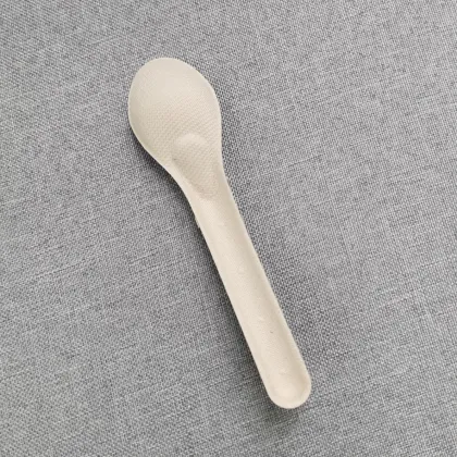 100% Compostable Sugar Cane Fiber Food Spoon Dinnerware