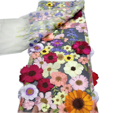 Design Embroidery Tulle 3D Lace Flower Fabric African Lace Fabric Aso Ebi