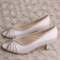 Bridal Peep Toe Shoes Vit Satin