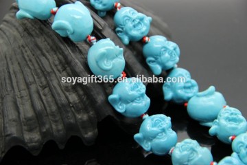 Women Sky Blue Buddha Beads bracelet Buddha head bracelets Lucky Fortune Jewellery