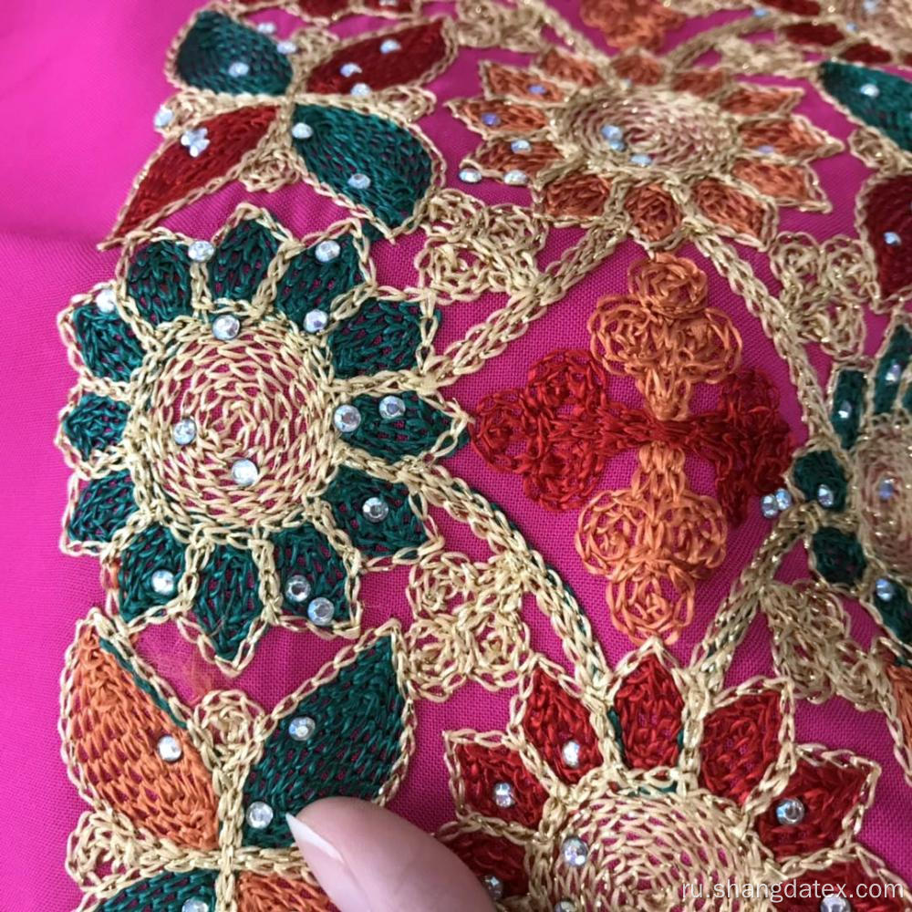 Рэйон Рэйн Окрашенная с 4-цветным женским платьем вышивки