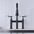 Bronze Three Hole Kitchen Tap Faucet with Pull Out Spray