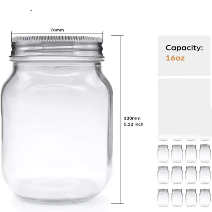 16oz 32oz Amber Wide Mouth Glass Mason Jars