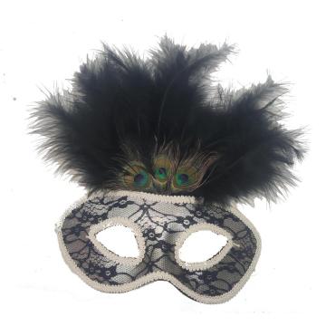 Máscara de plumas de alta calidad con encaje