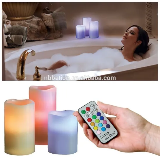 waterproof led flameless candles with remote control set of 3 color changing led flicking candles with timer