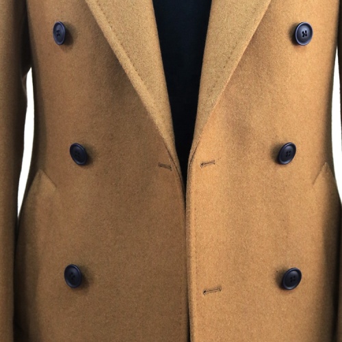 Brown Wool Long Overcoat with Shawl Lapel