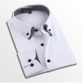 Mäns knappen ner dubbel krage vit skjorta