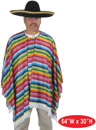 Man Adult Mexican Poncho Rainbow Poncho Costume