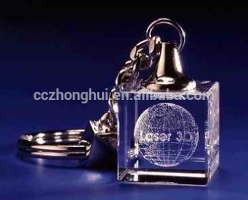2016 Delicate design 3d laser engraved globe crystal glass keychain