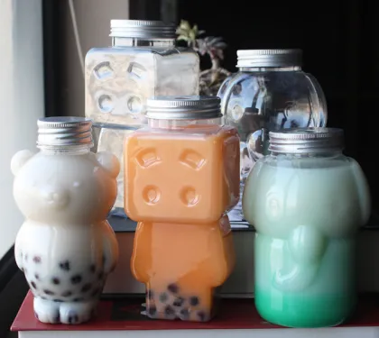 500ml PET Transparent Elephant Milk Tea Bottle with Screw Cap