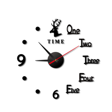 3D Frameless Deer Head DIY Wall Clock for Home Decoration