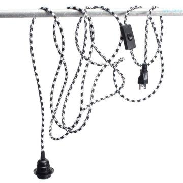 Hot Selling Pendant Cord Set: Braided Wire Electrical Cord with 303 Switch and 3 Pin USA Plug for Pendant Light and Lamp