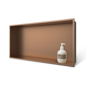Antique Copper Recessed Shower Niche for Bathroom Storage: Stainless Steel, 24\" x 12\" x 4\", No Tiling Required